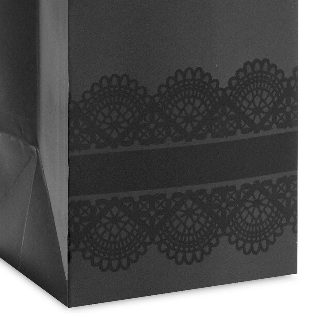 Hallmark : 13" Black Lace Wine Gift Bag - Image 5