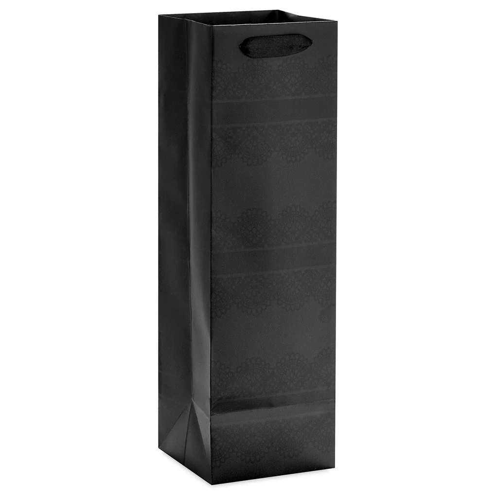 Hallmark : 13" Black Lace Wine Gift Bag - Image 6