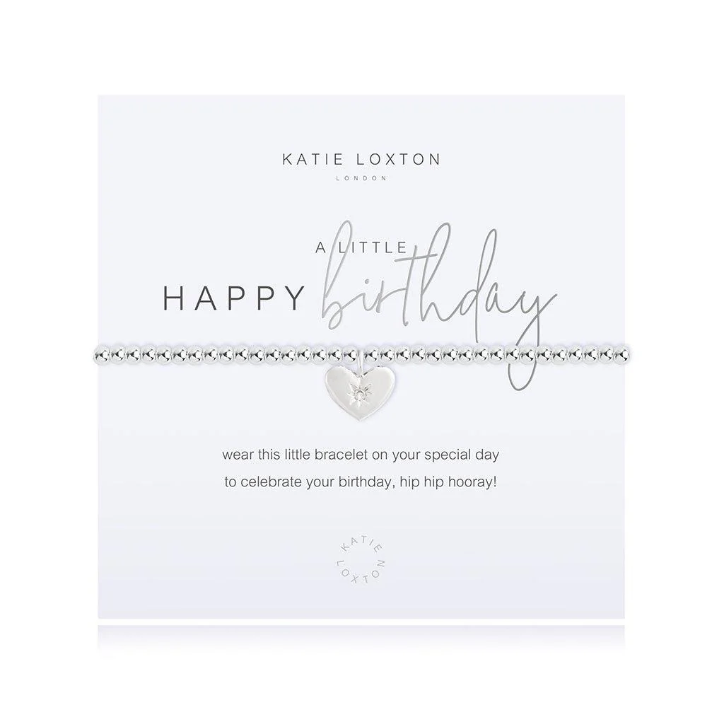 A Littles & Co :  'Happy Birthday' Bracelet - Solid Heart