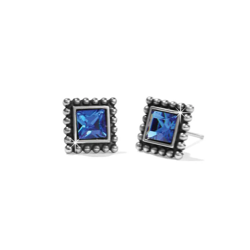 Brighton: Sparkle Square Mini Post Earrings in Silver Blue