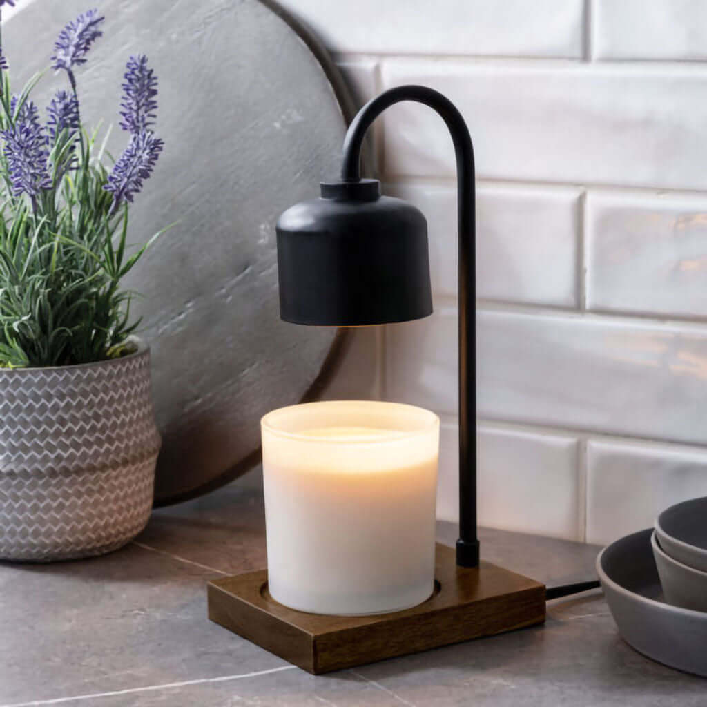 Candle Warmers : Black & Wood Arched Candle Warmer Lamp - Image 2