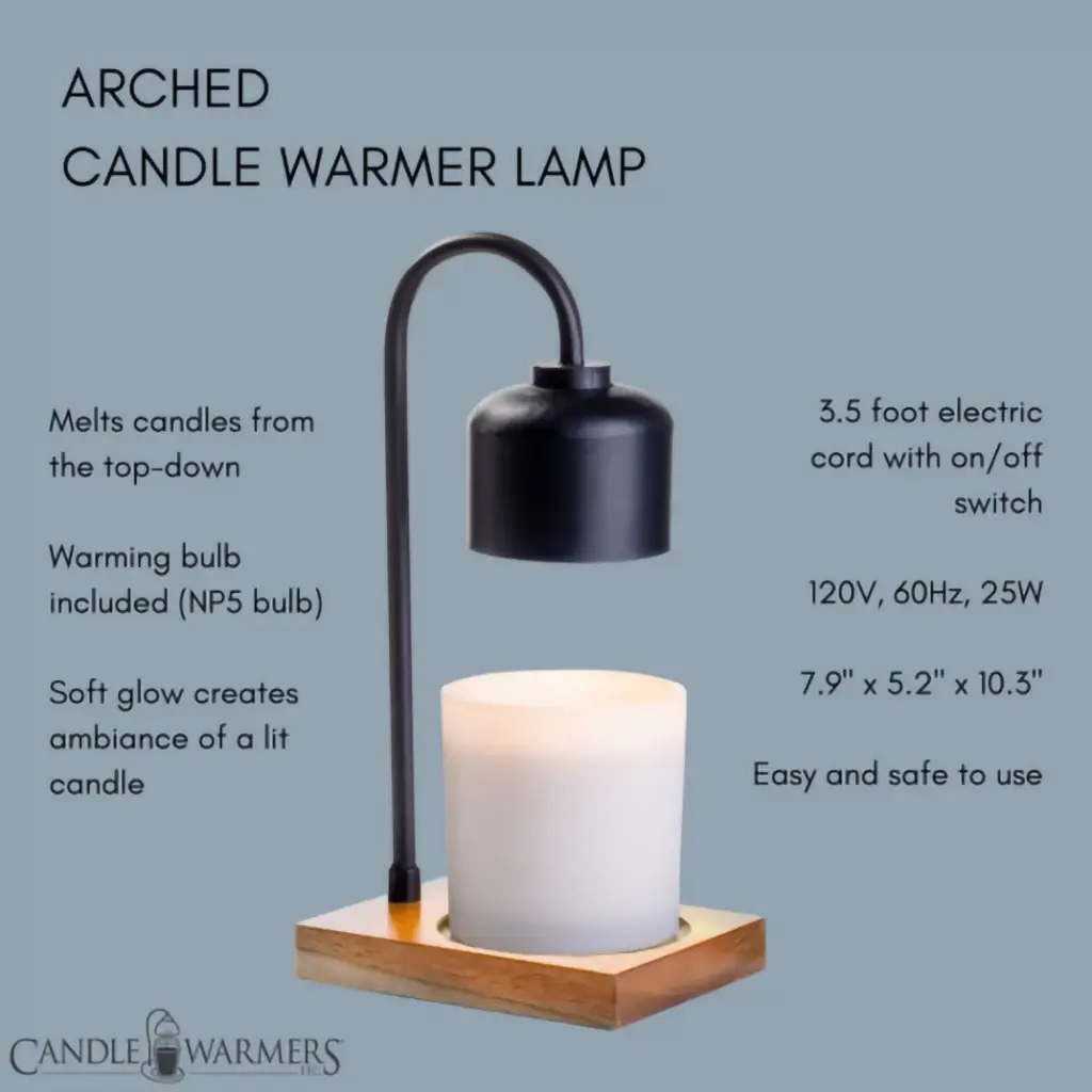 Candle Warmers : Black & Wood Arched Candle Warmer Lamp - Image 4