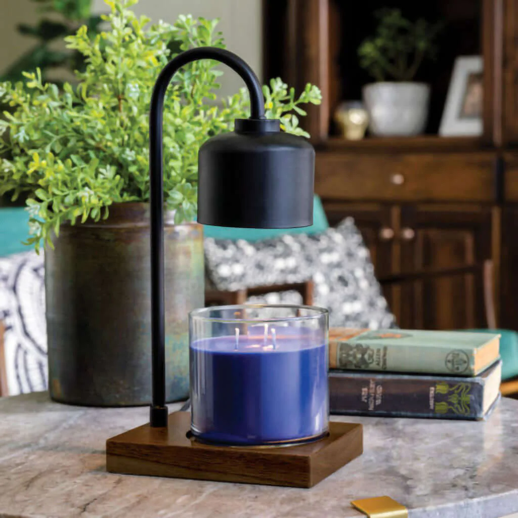 Candle Warmers : Black & Wood Arched Candle Warmer Lamp - Image 6