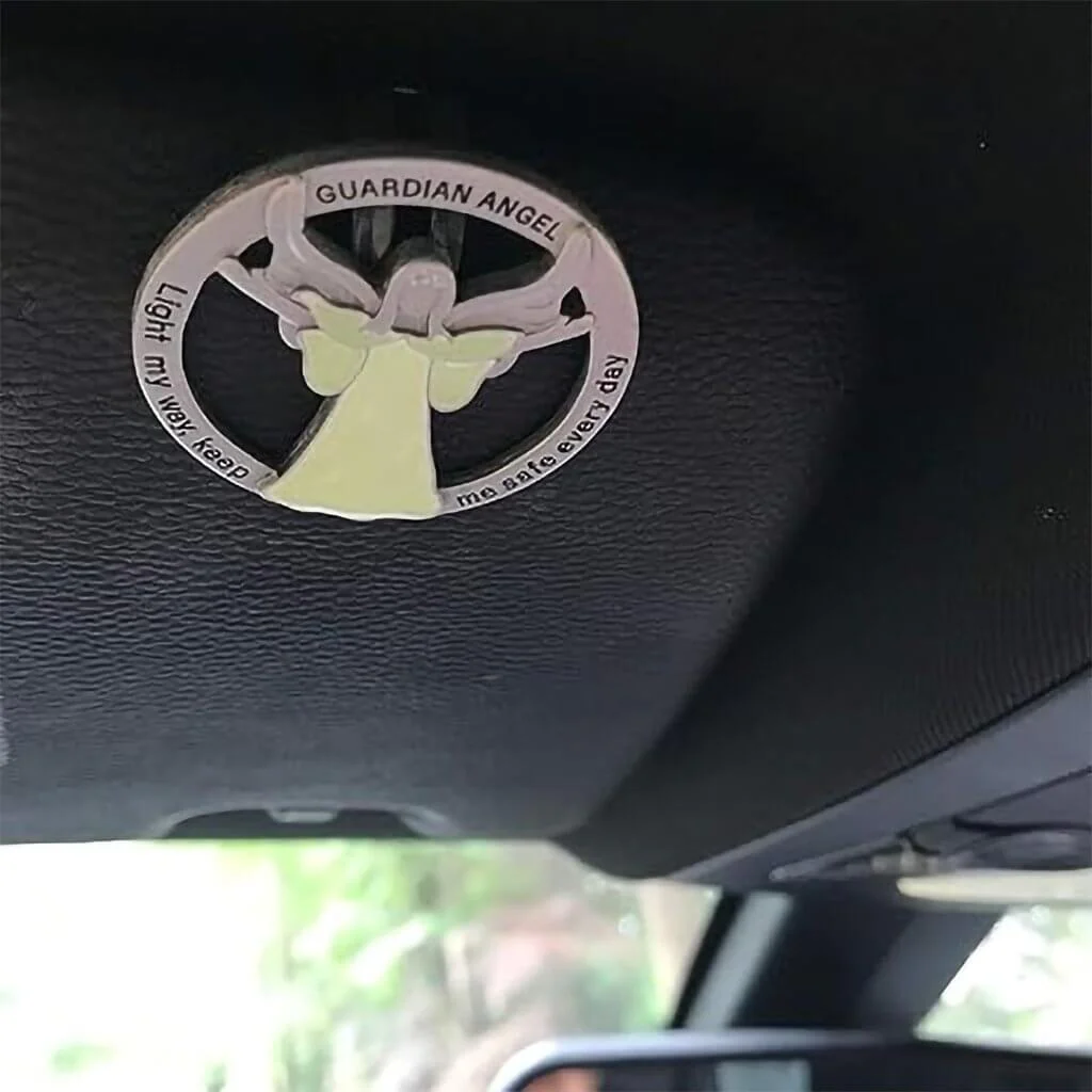 Cathedral Art : Glow in The Dark Guardian Angel Visor Clip, Light My Way - Image 3
