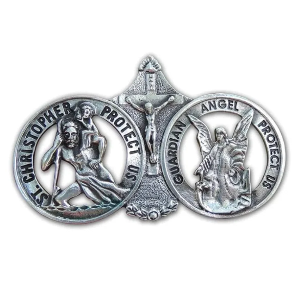 Cathedral Art : St. Christopher/Guardian Angel Visor Clip