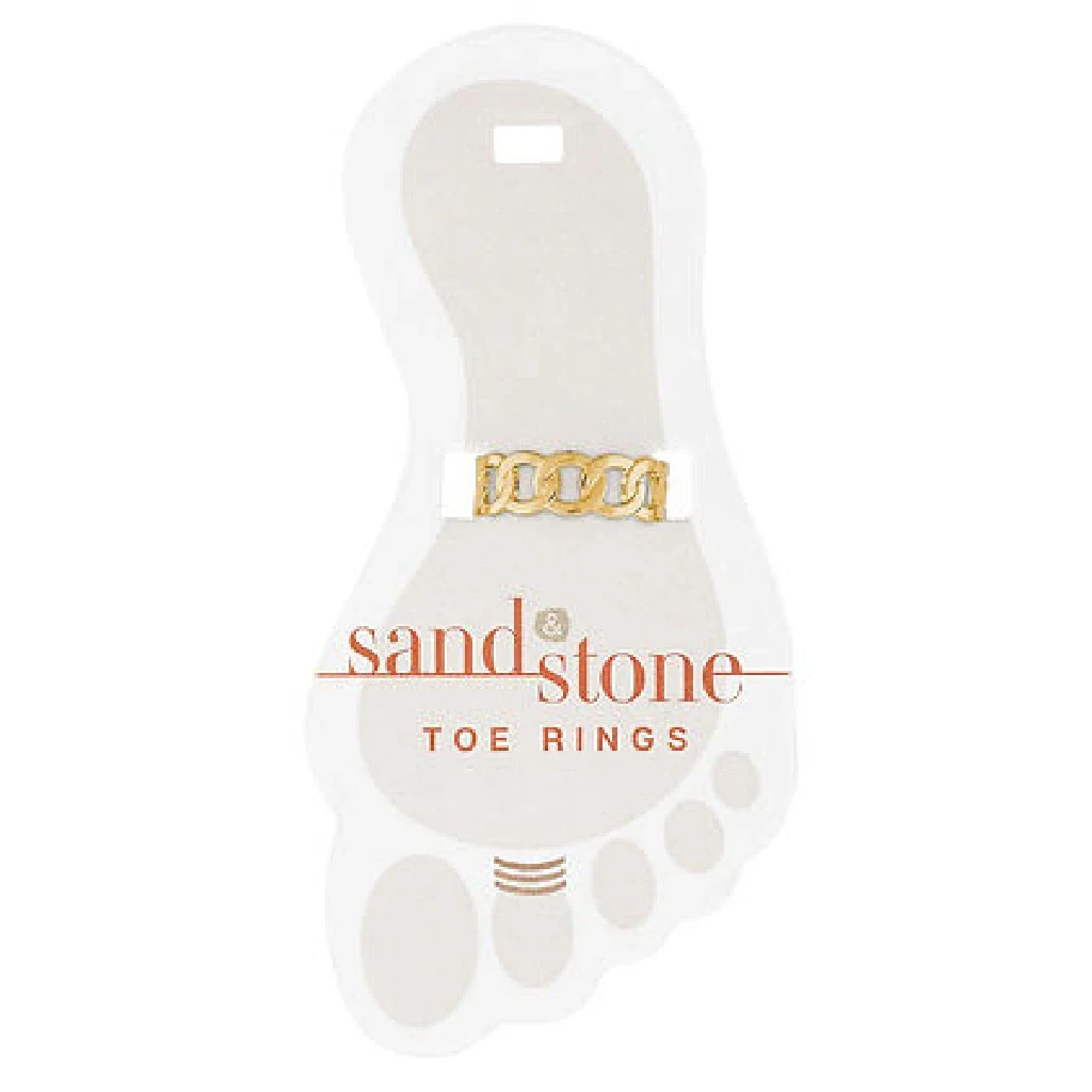 Center Court : Gold Chain Link Sand & Stone Toe Ring