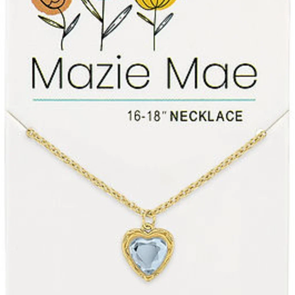 Center Court : Gold Light Sapphire Resin Heart Mazie Mae Necklace
