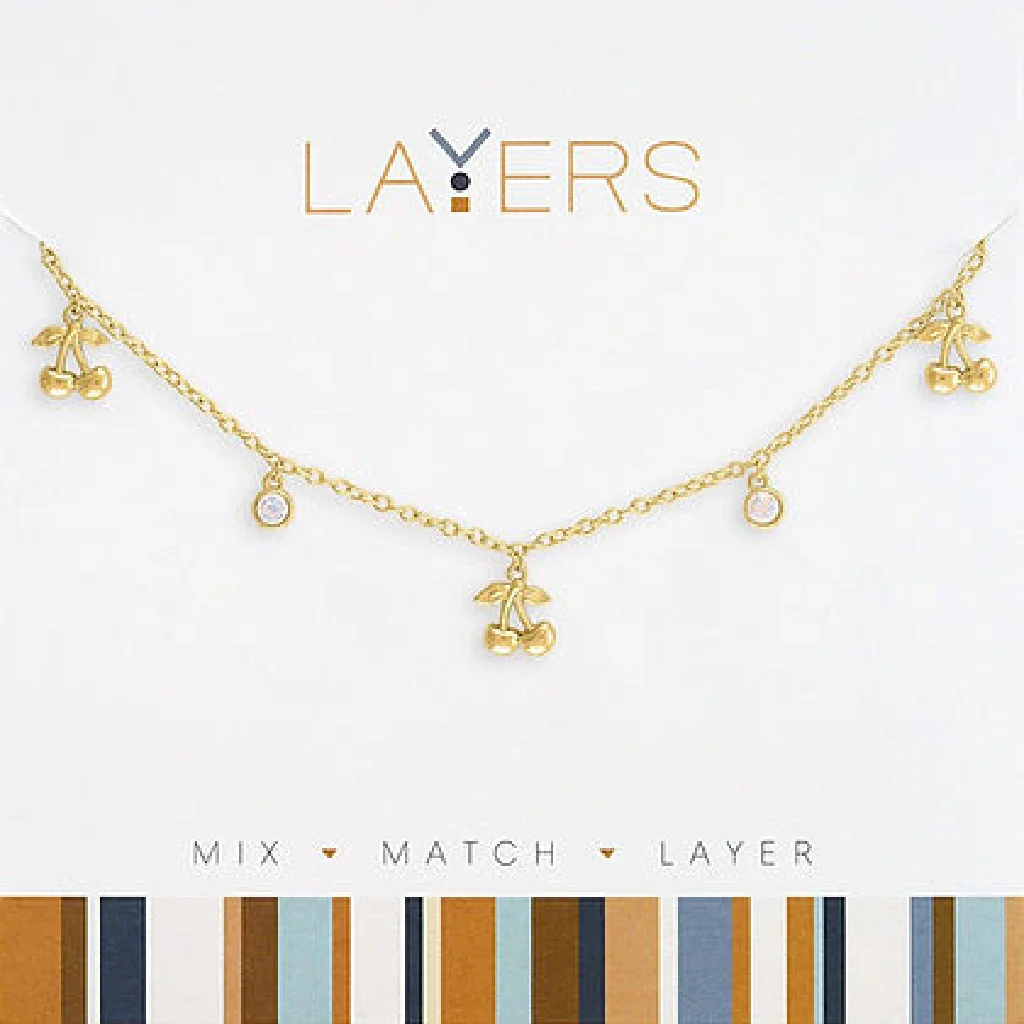 Center Court : Gold Multi Mini Cherry Layers Necklace