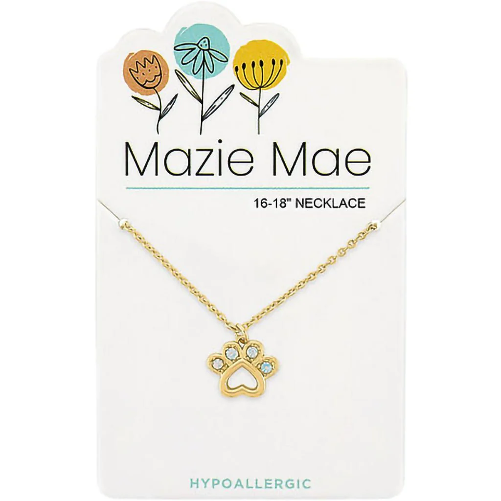 Mazie Mae : Gold Opal Paw Print Necklace