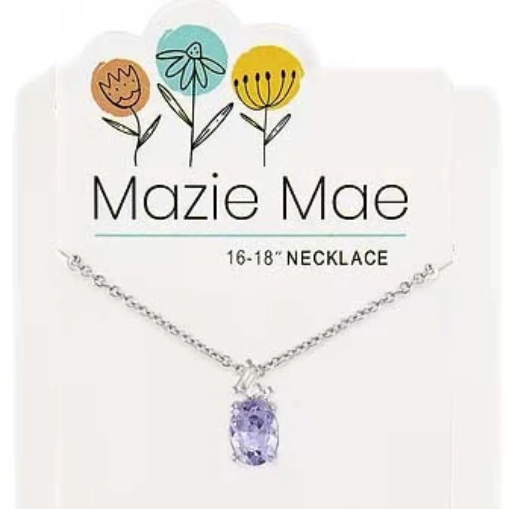 Center Court : Light Amethyst Oval Trio Silver Mazie Mae Necklace