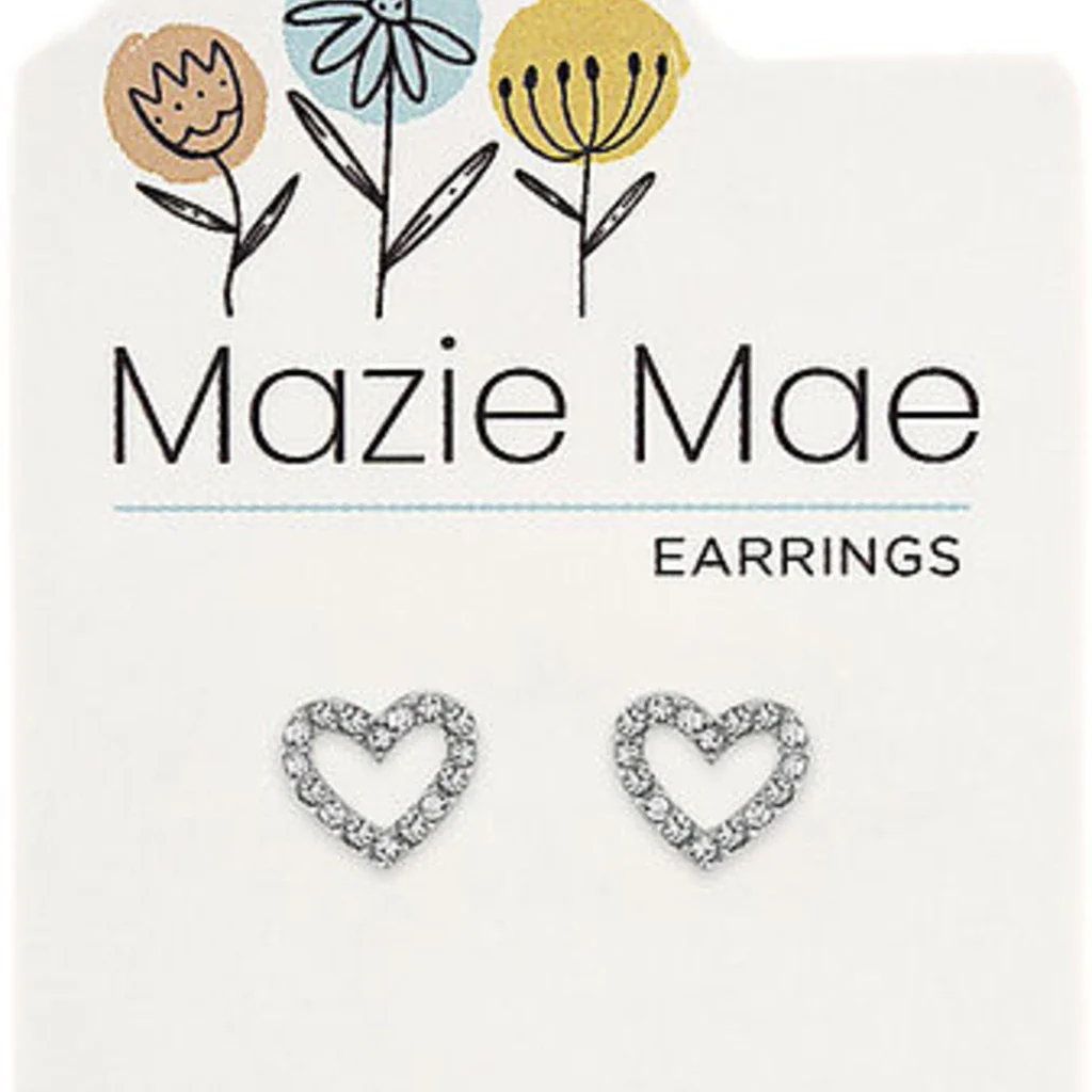 Center Court : Silver CZ Open Heart Stud Mazie Mae Earring