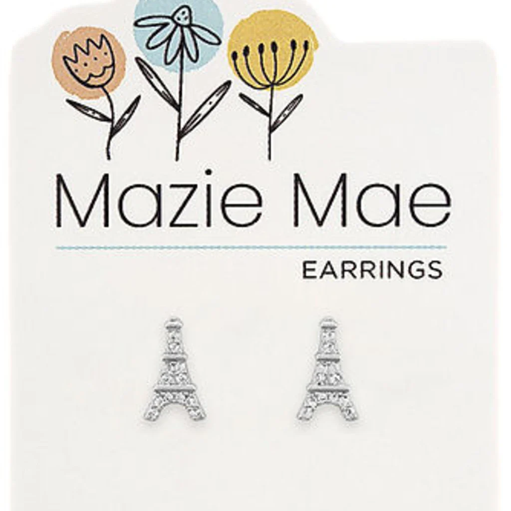 Center Court : Silver Eiffel Tower Stud Mazie Mae Earring