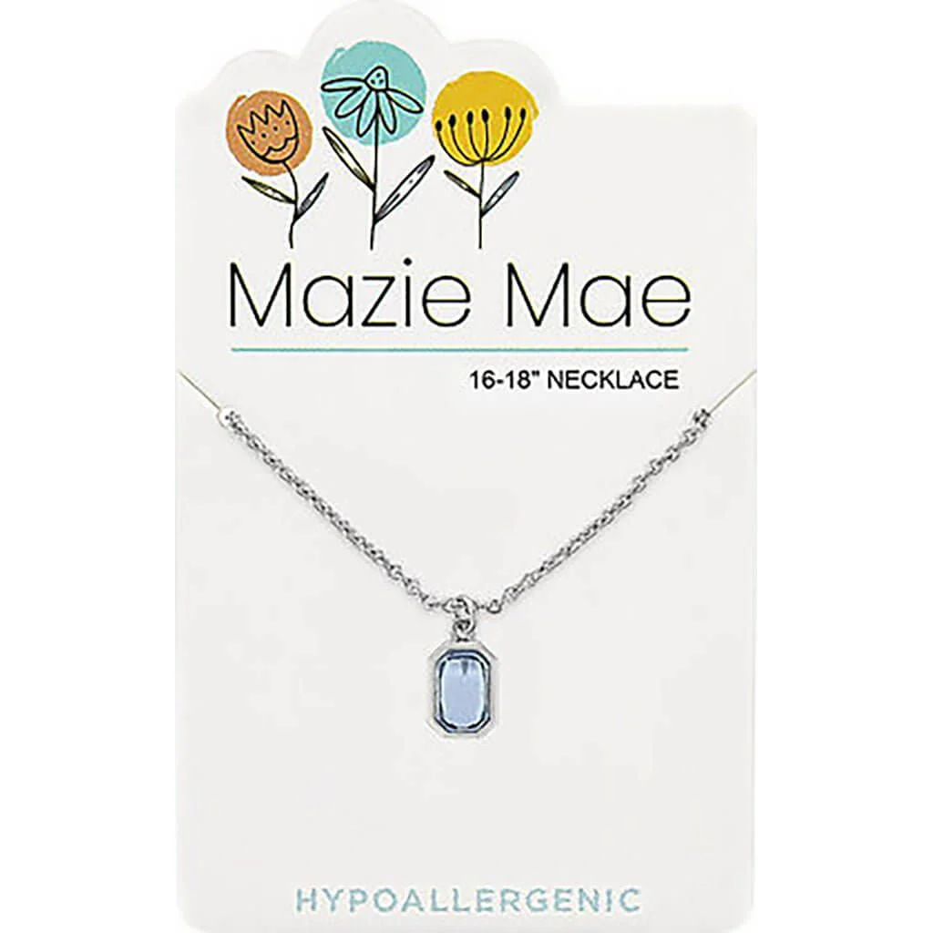 Mazie Mae : Silver Light Sapphire Radiant Necklace