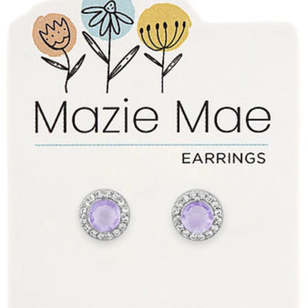 Center Court : Silver Provence Lavender Halo Stud Mazie Mae Earring