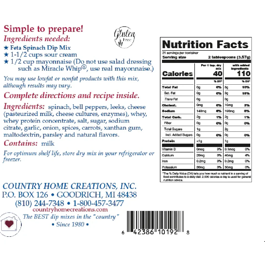 Country Home Creations : Feta Spinach Dip Mix - Image 4