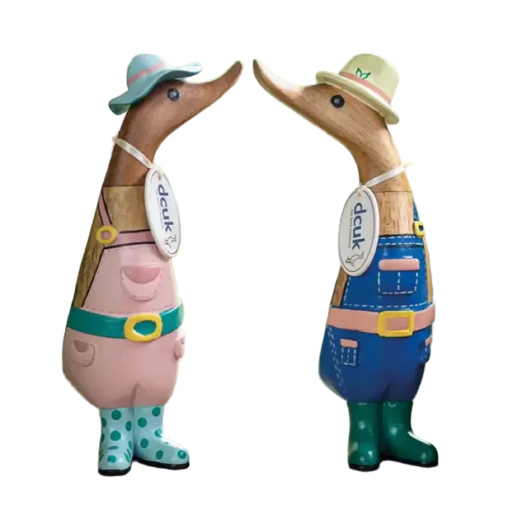 DCUK: Wooden Gardener Ducklings – Hand-Carved Bamboo Root Figurines