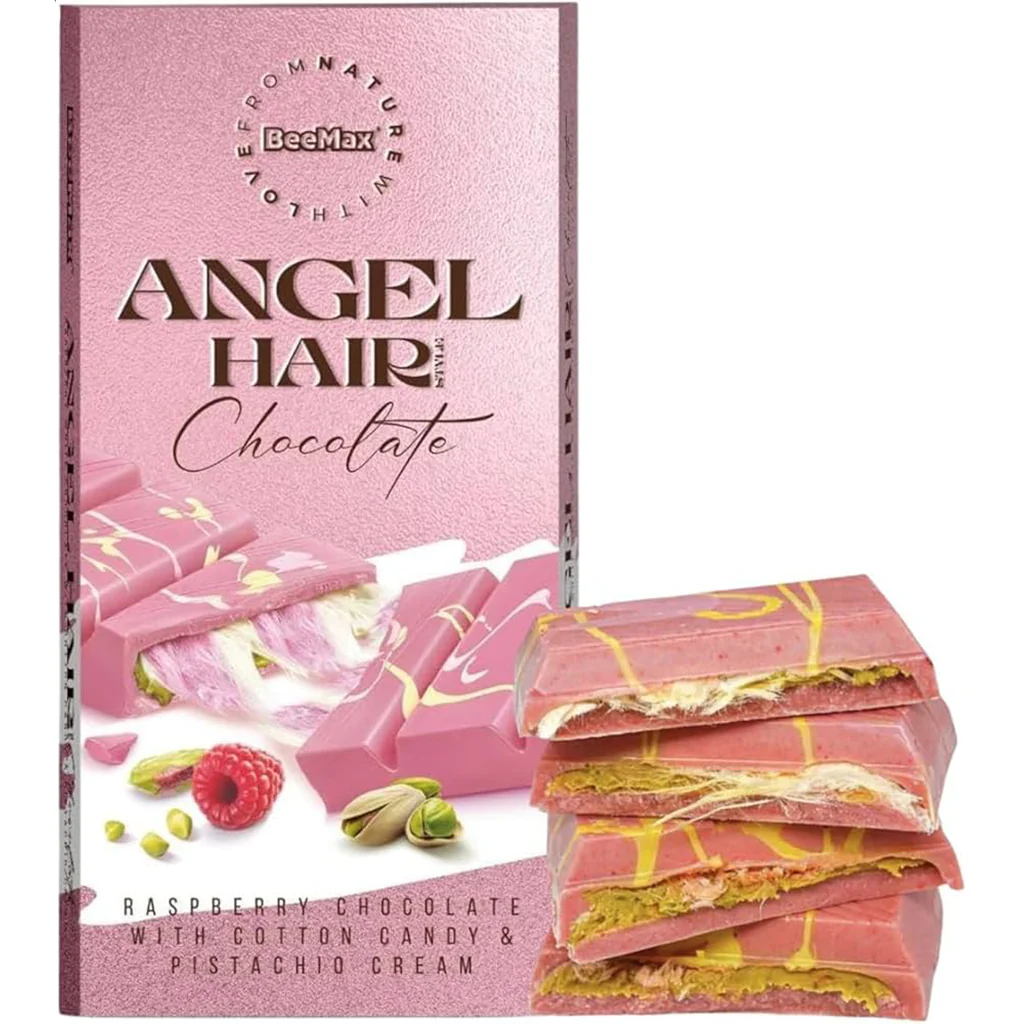 Dubai Chocolate : Raspberry Chocolate Angel Hair with Cotton Candy Pistachio Cream 7 oz.