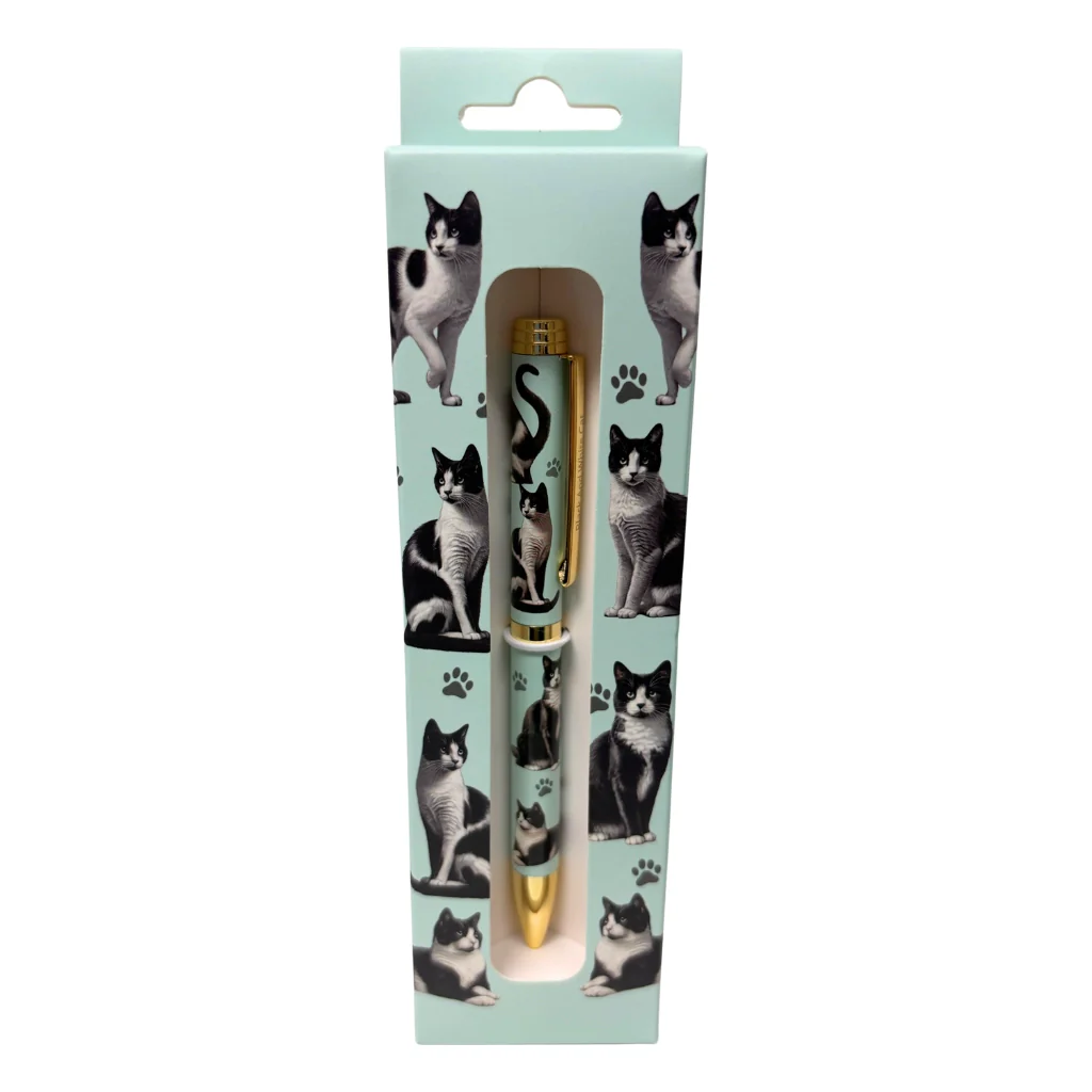 E & S : Black and White Cat Ball Point Pen