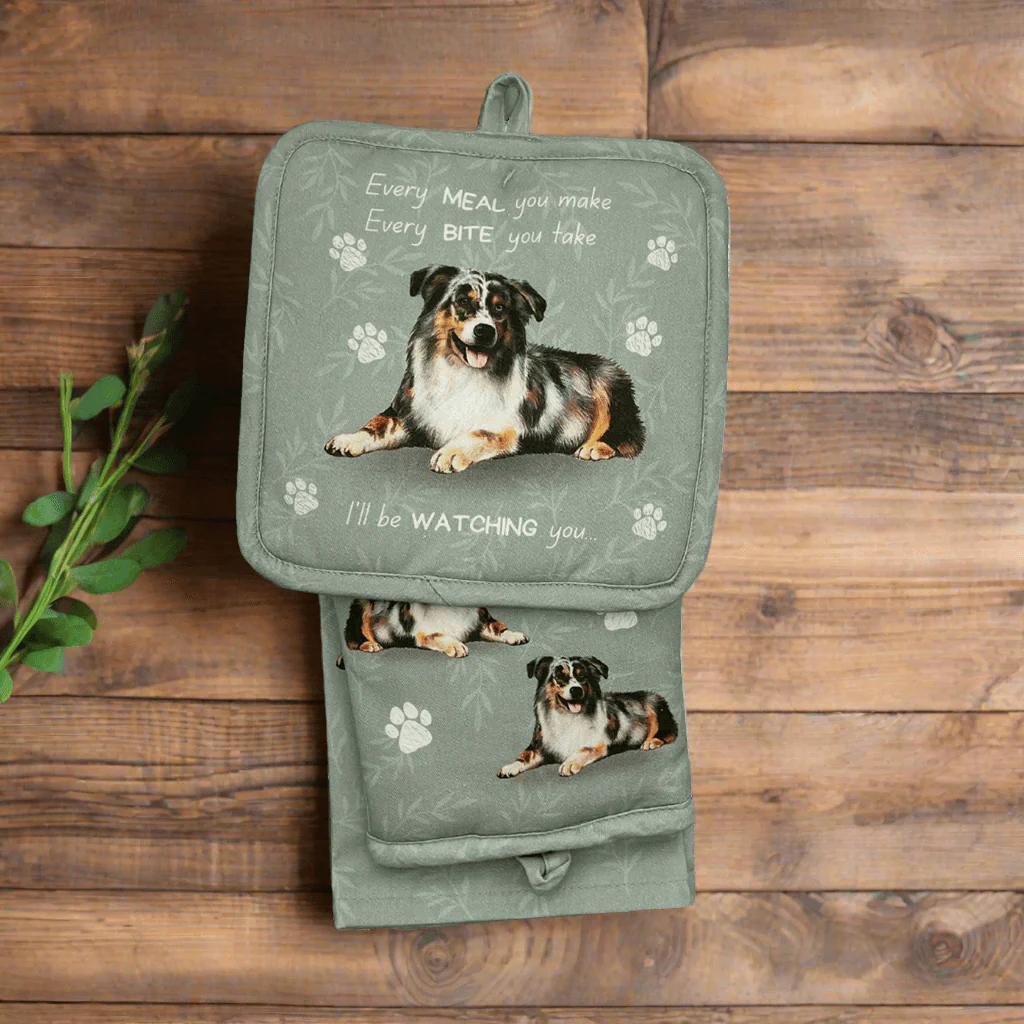 E & S Pets : Oven Mitt Set - Australian Shepherd