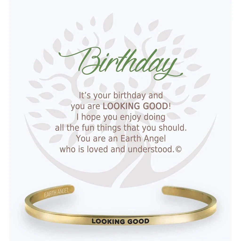 Earth Angel : Birthday Cuff Bracelet in Gold