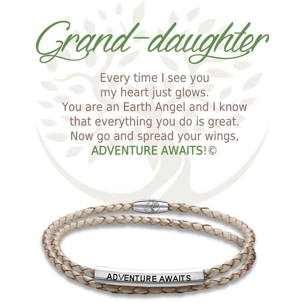 Earth Angel : Grand-Daughter Champagne Leather Bracelet
