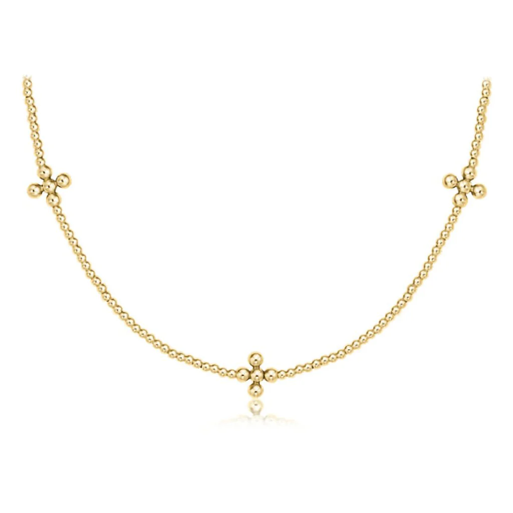 enewton design : 15" Choker Signature Cross Gold Pattern 2mm Bead- Gold