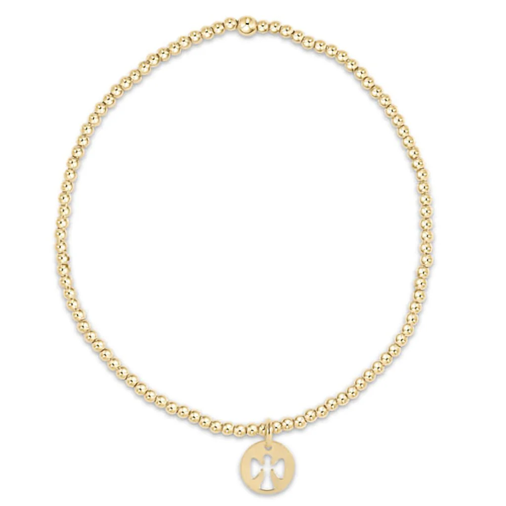 enewton design :   Classic gold 2mm Bead Bracelet 6.25" - guardian angel small disc