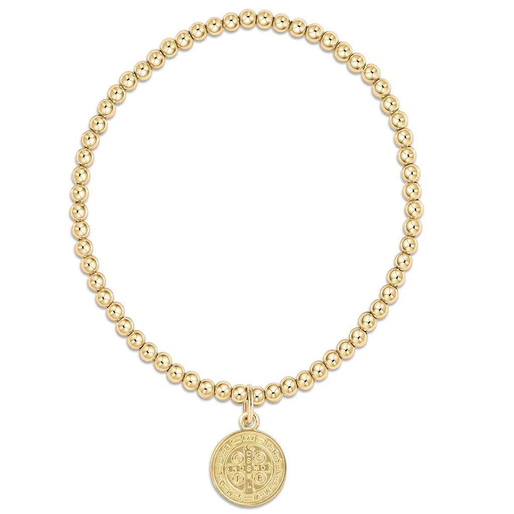 enewton design : Classic gold 3mm bead Bracelet 6.25" - blessing gold disc