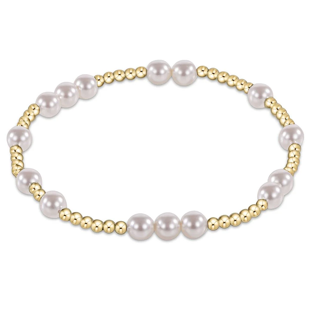 enewton design : Hope Unwritten 3mm Gold Bead Bracelet 6.25" - 6mm Pearl