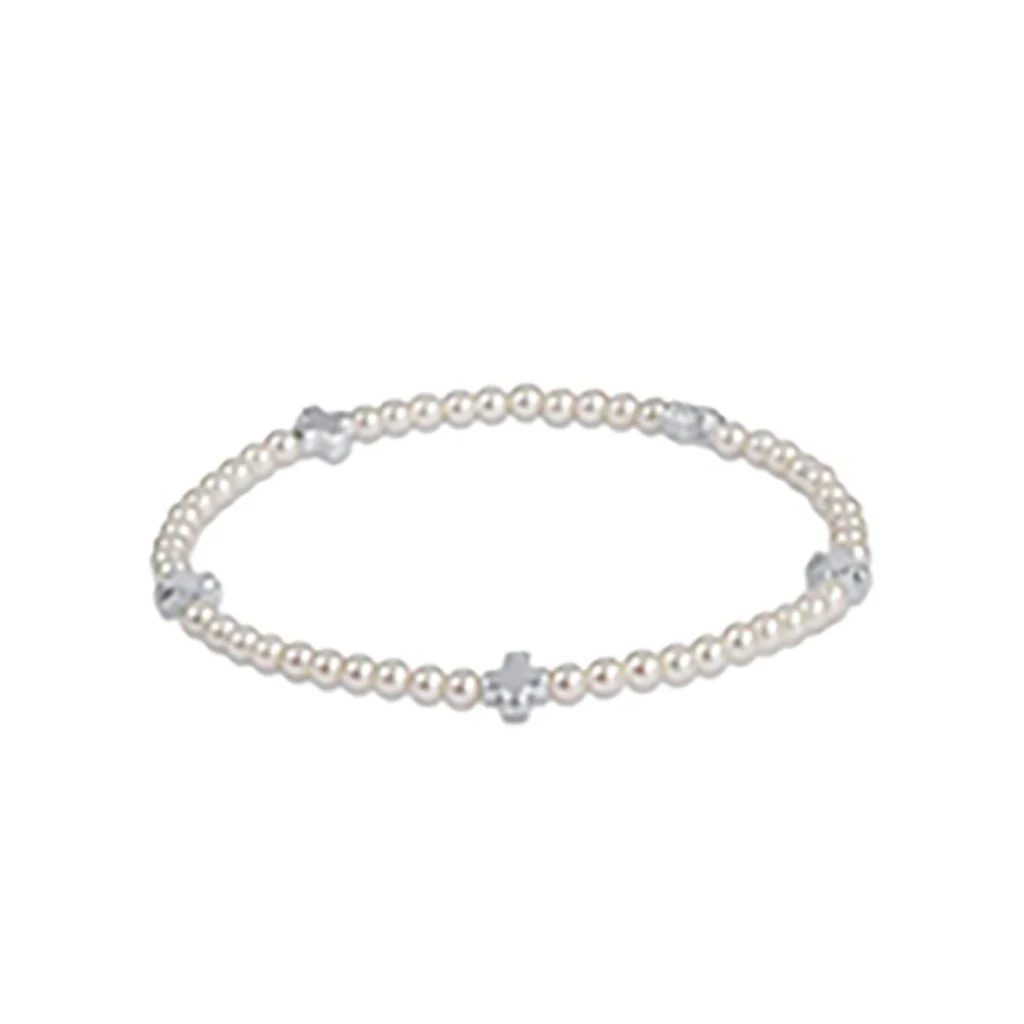 enewton design : Sterling Cross Bead Bracelet 6.25" - 4mm Pearl