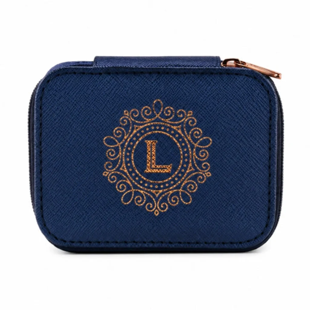 H & H Gifts : Personalised Blue Travel Jewelry Box – L