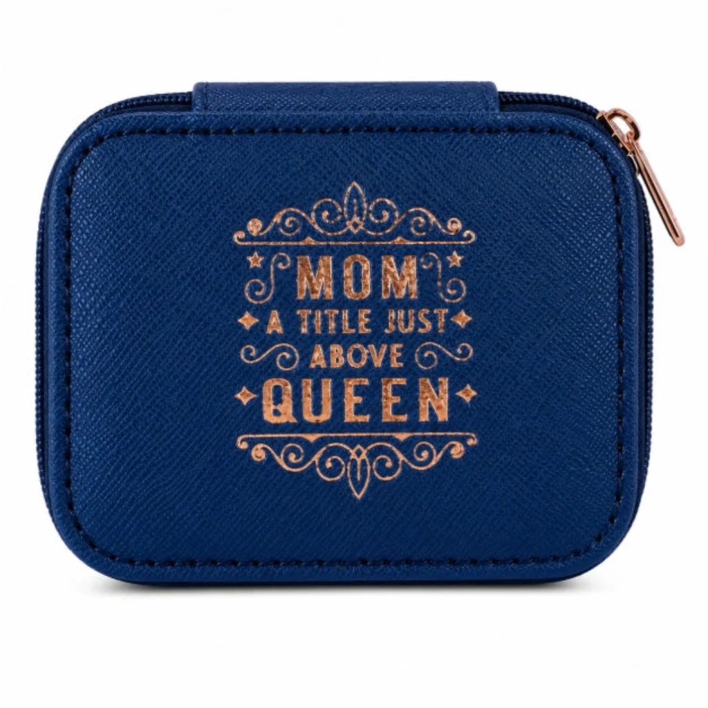 H & H Gifts : Personalised Blue Travel Jewelry Box- Mom