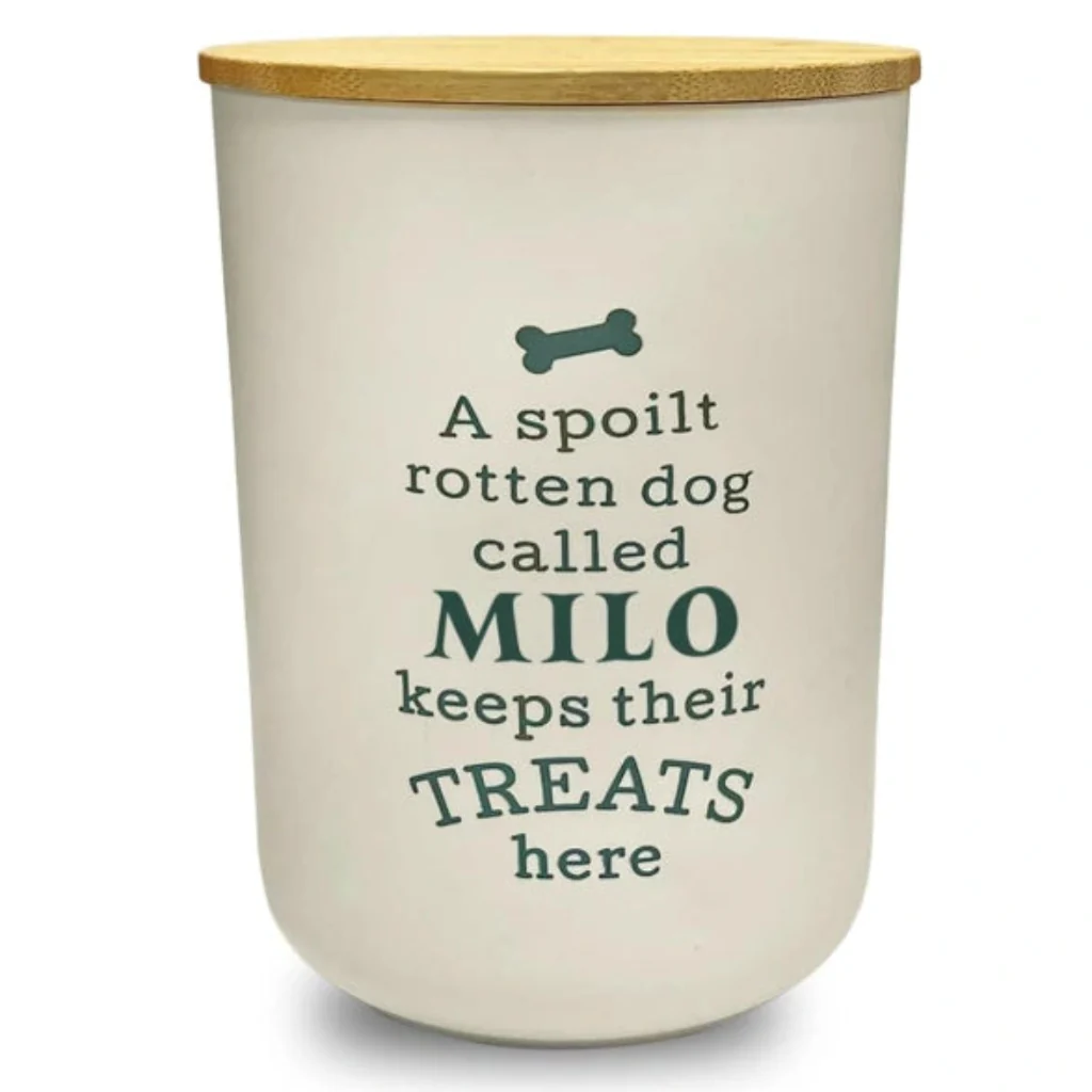 H & H Gifts : Personalised Dog Treat Jar - Milo