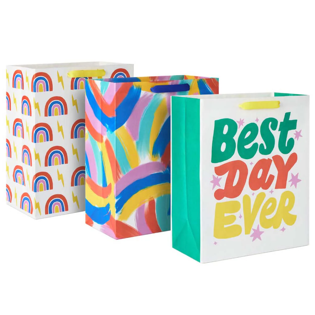 Hallmark : 13" Best Day Ever 3-Pack Assorted Large Birthday Gift Bag Bundle