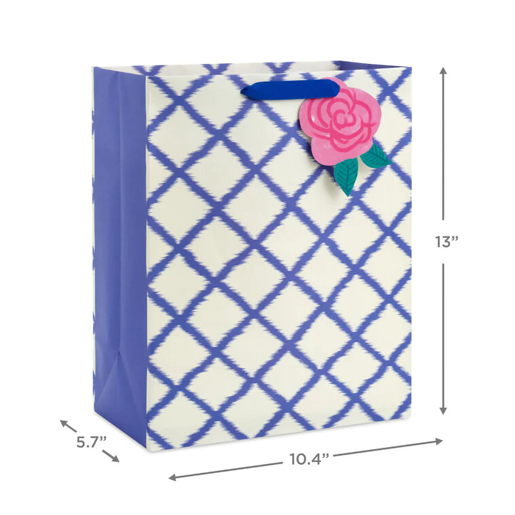 Hallmark : 13" Blue Trellis on White Large Gift Bag - Image 3