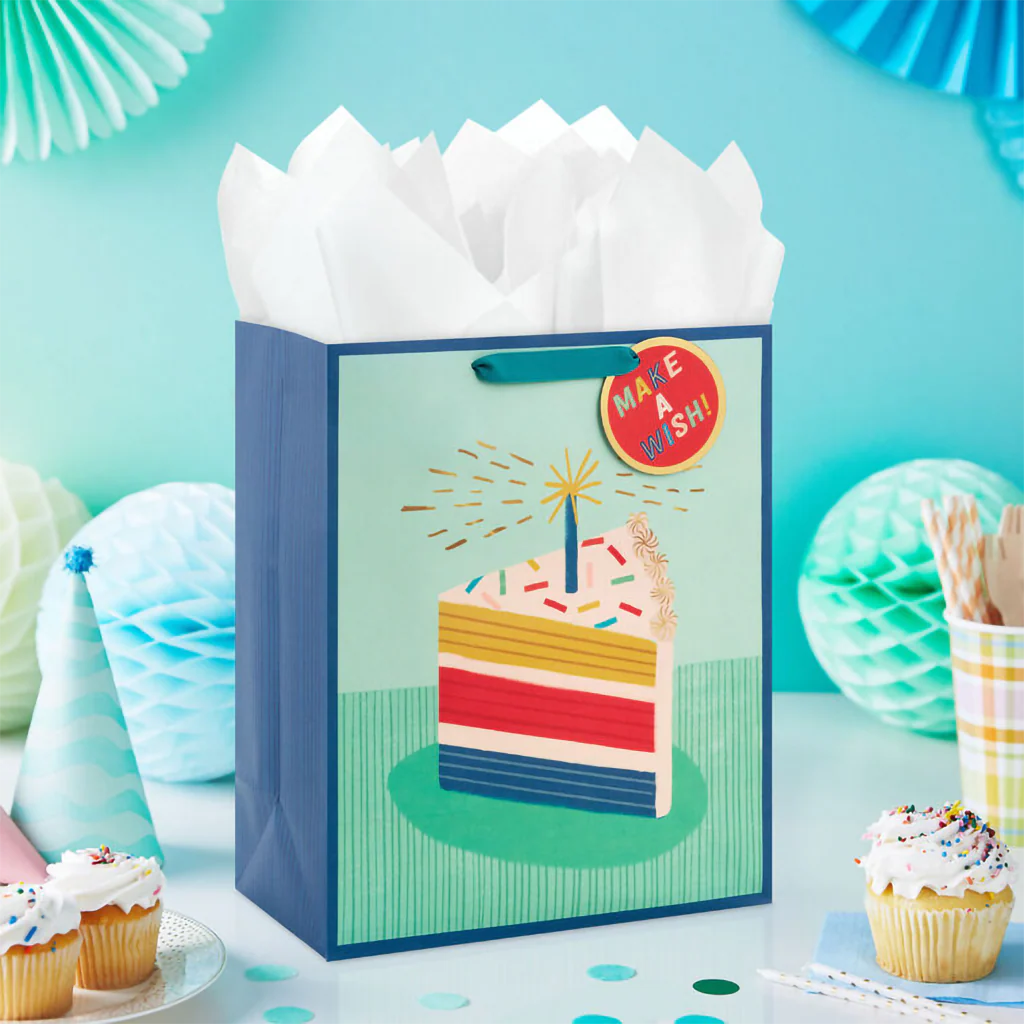 Hallmark : 13" Candle and Cake Slice Large Birthday Gift Bag