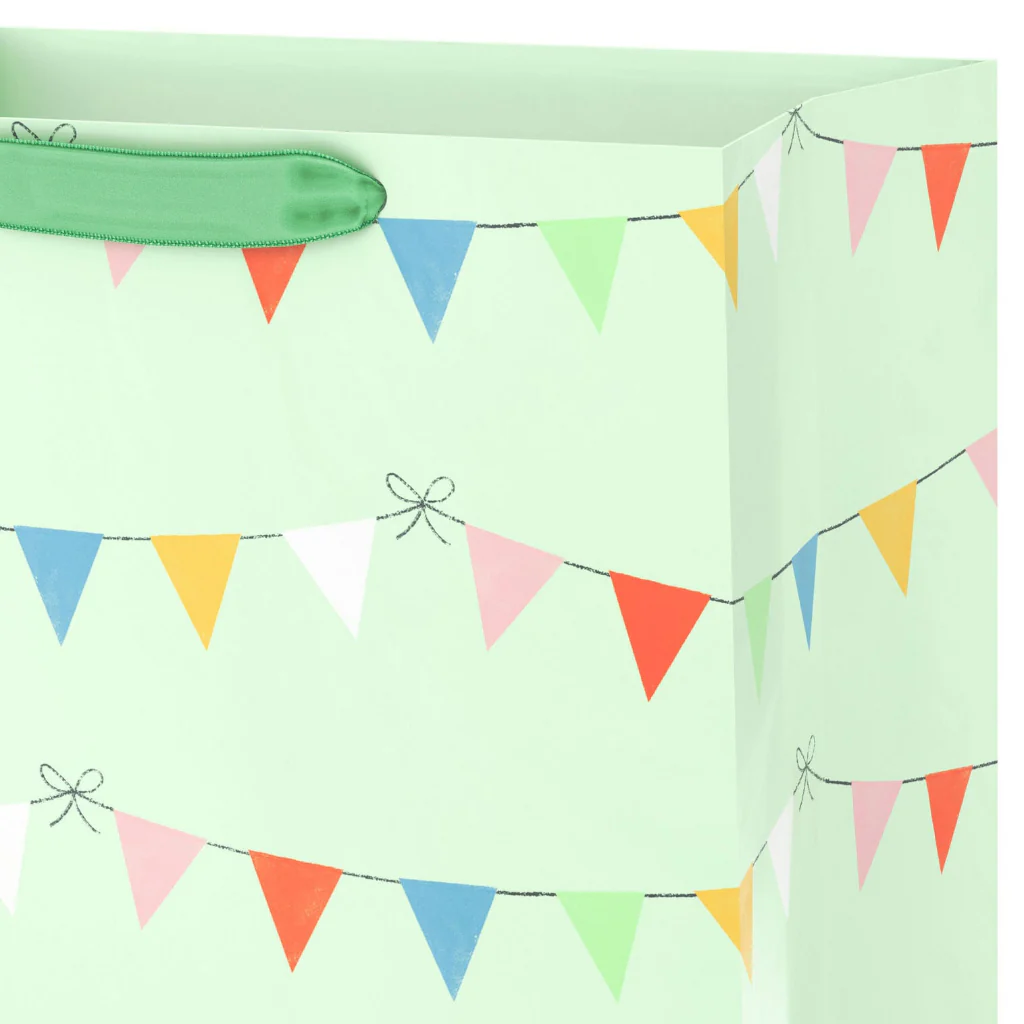 Hallmark : 13" Colorful Banners on Light Green Large Gift Bag - Image 4