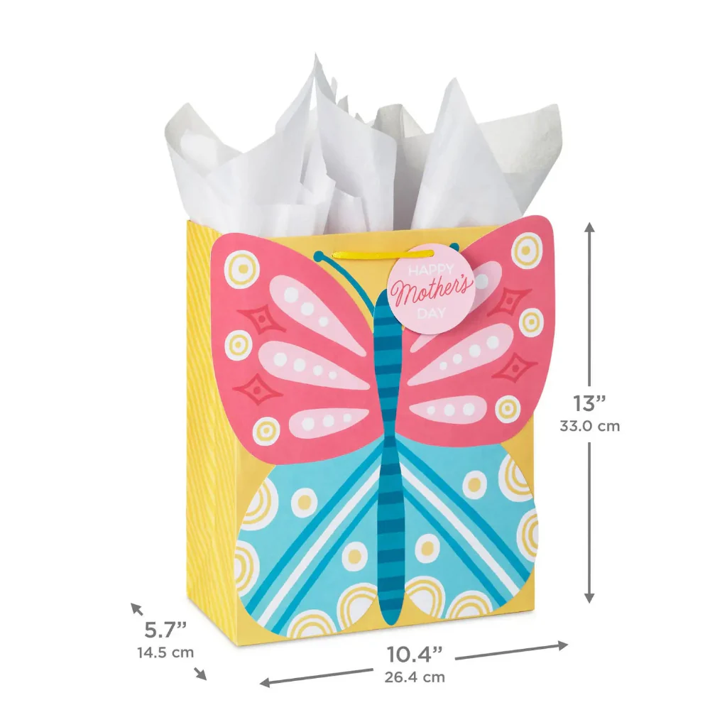 Hallmark : 13" Colorful Butterfly Large Mother's Day Gift Bag With Tissue Paper - Image 3