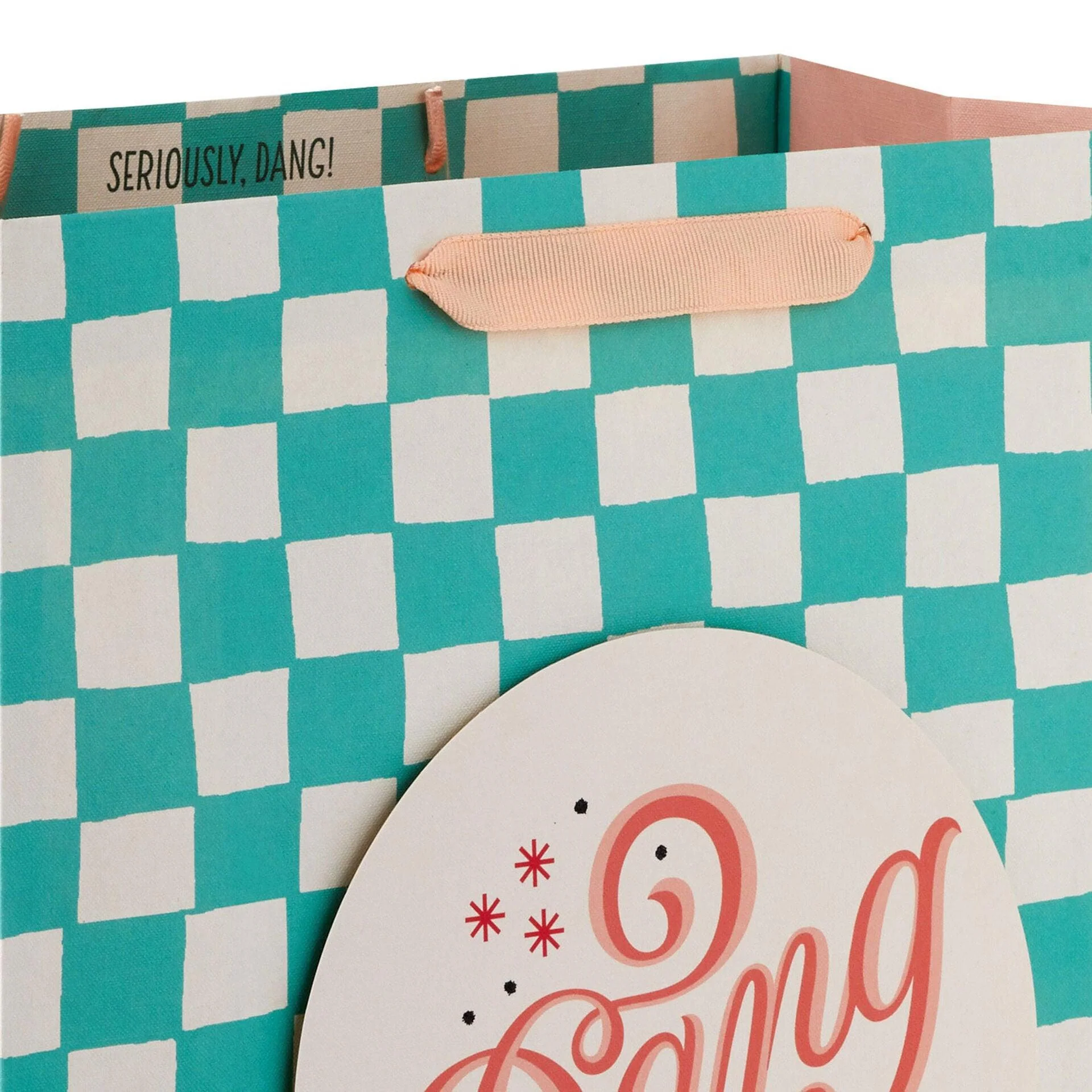 Hallmark : 13" “Dang” Green Check Large Gift Bag - Image 5