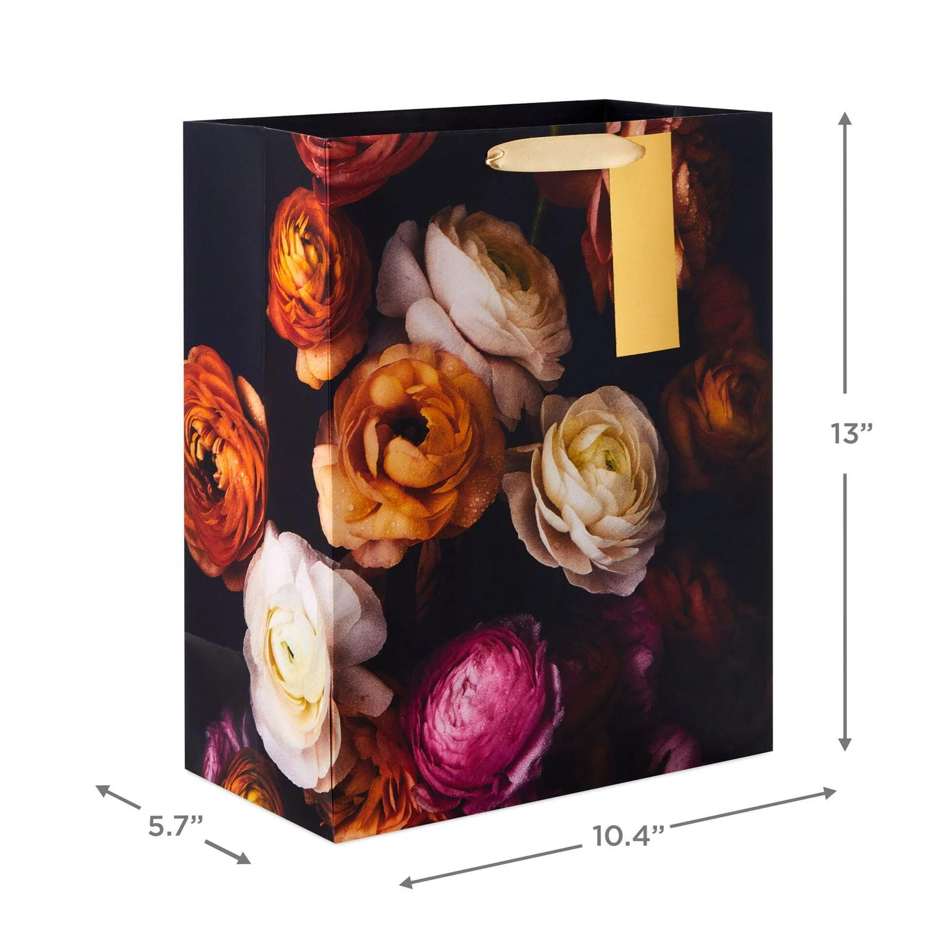 Hallmark : 13" Dark Floral Large Gift Bag - Image 3