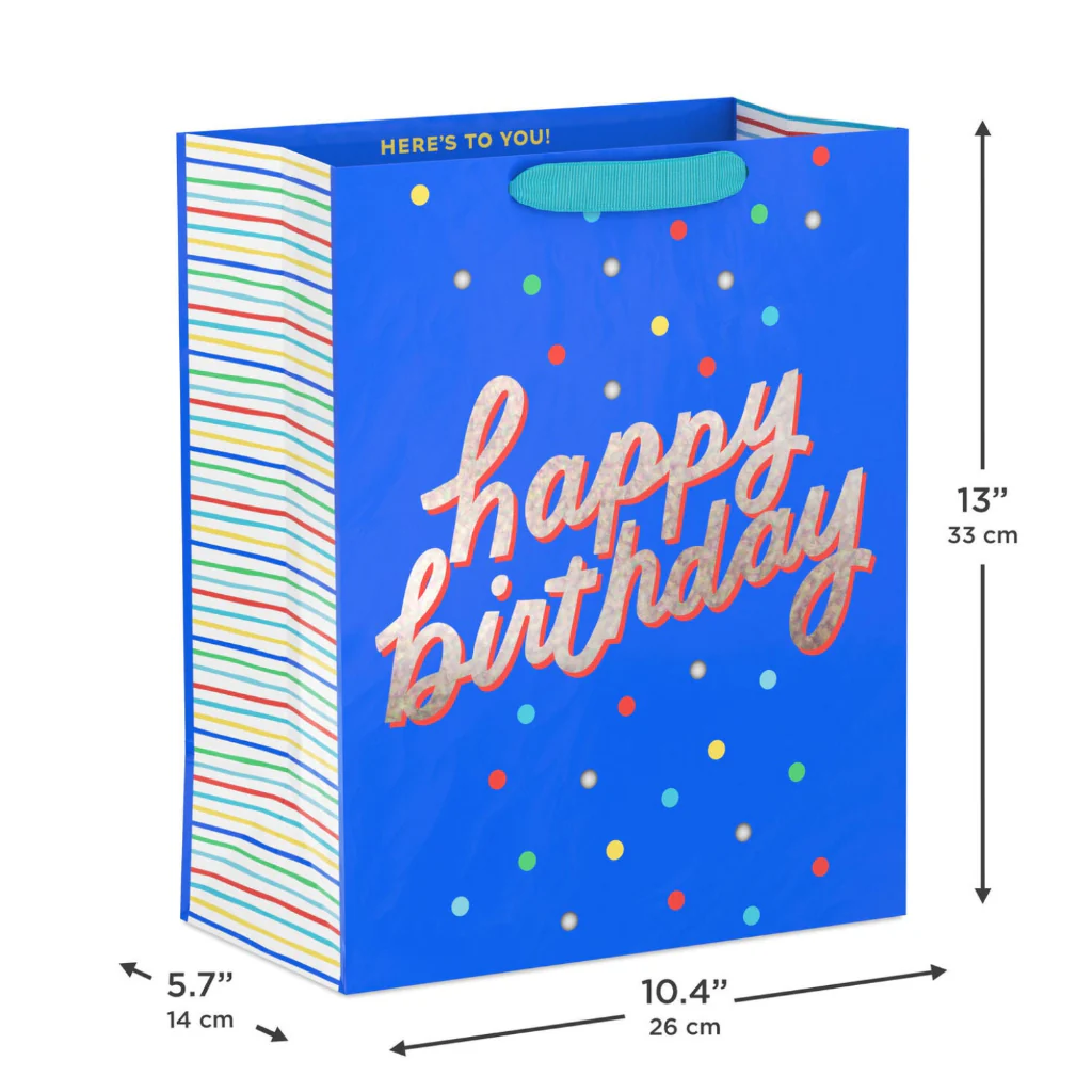 Hallmark : 13" Happy Birthday on Blue Large Gift Bag - Image 3