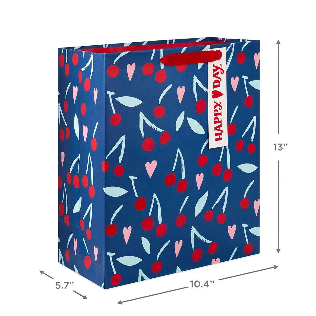 Hallmark : 13" Hearts and Cherries Large Valentine's Day Gift Bag - Image 3