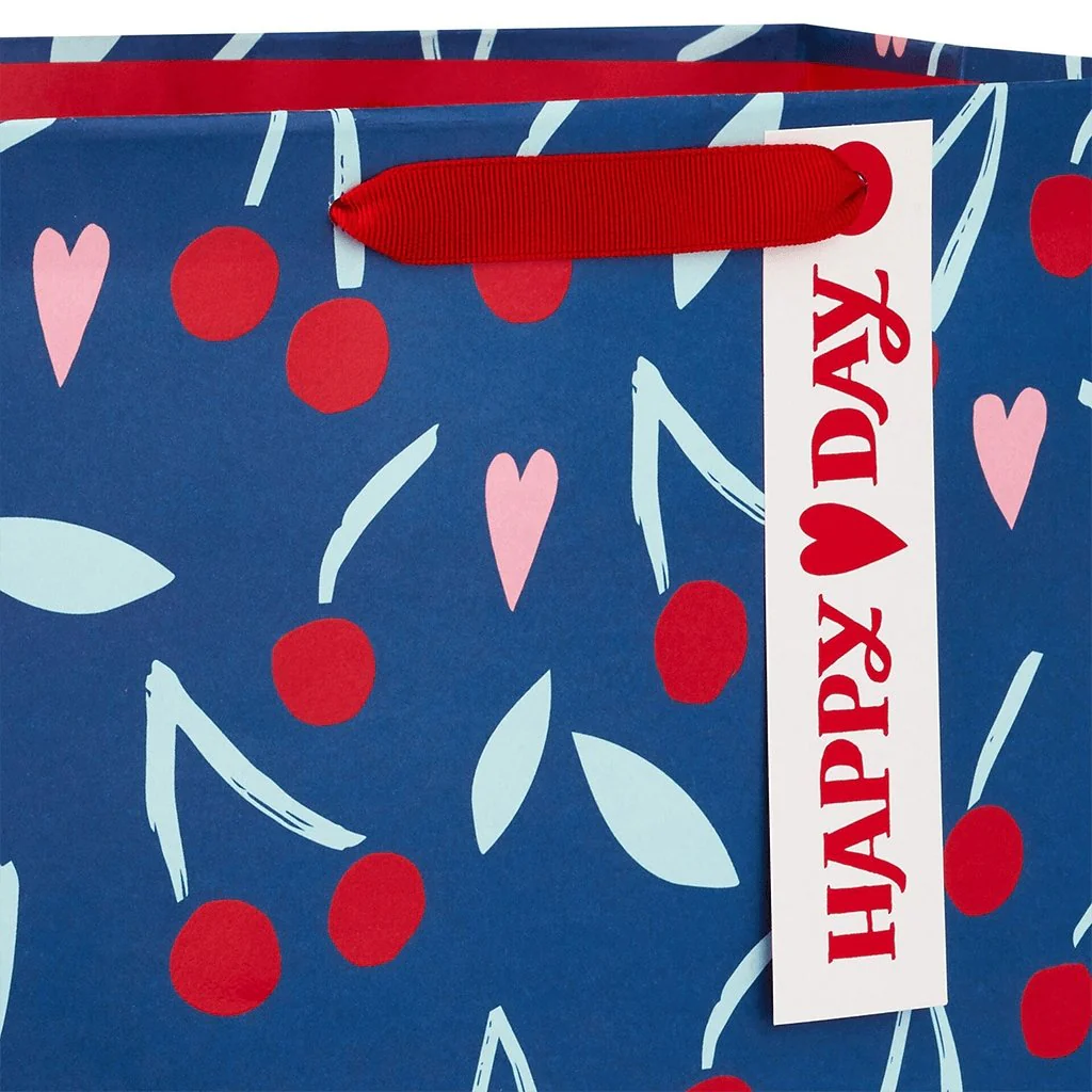 Hallmark : 13" Hearts and Cherries Large Valentine's Day Gift Bag - Image 4