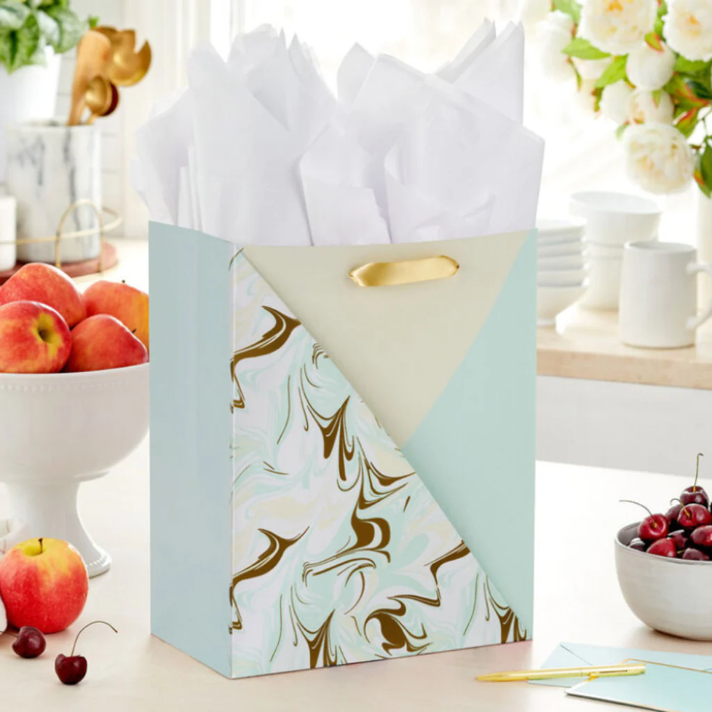 Hallmark : 13" Marbled Neutral Color Block Large Gift Bag - Image 2