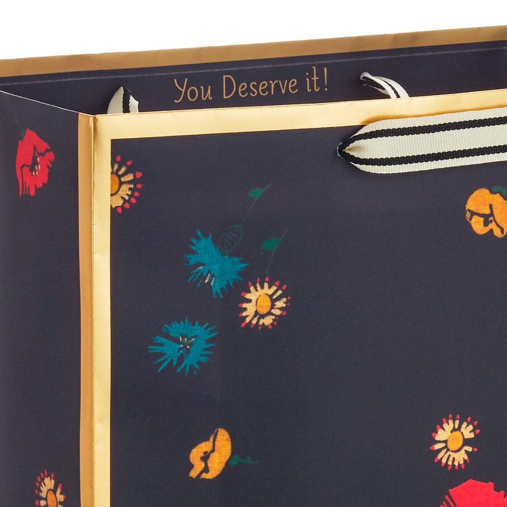 Hallmark : 13" Scattered Flowers on Black Large Gift Bag - Image 5