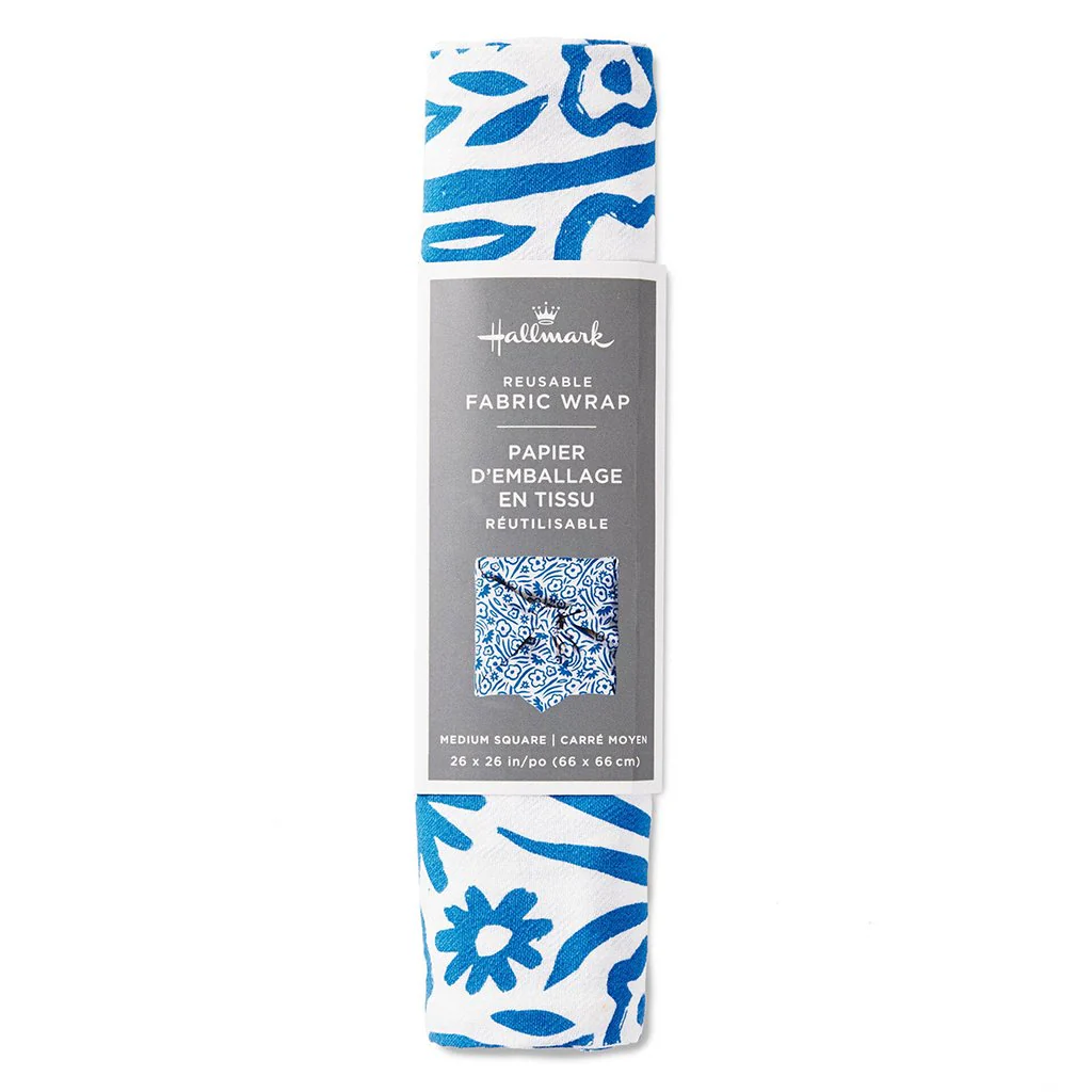 Hallmark : 26" Blue Floral Fabric Gift Wrap - Image 6