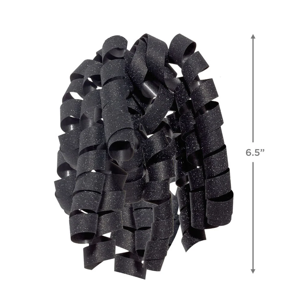 Hallmark : 6.5" Sparkling Black Curly Ribbon Gift Bow - Image 3