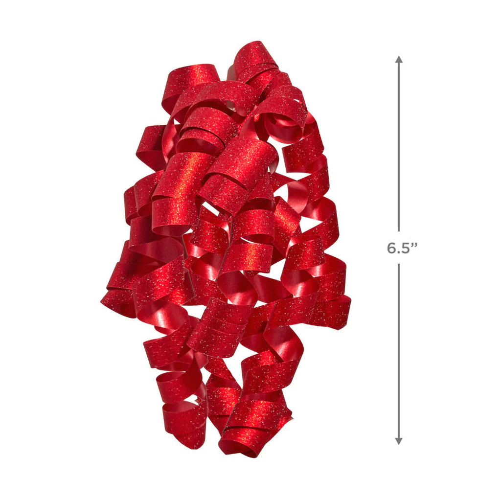 Hallmark : 6.5" Sparkling Red Curly Ribbon Gift Bow - Image 3