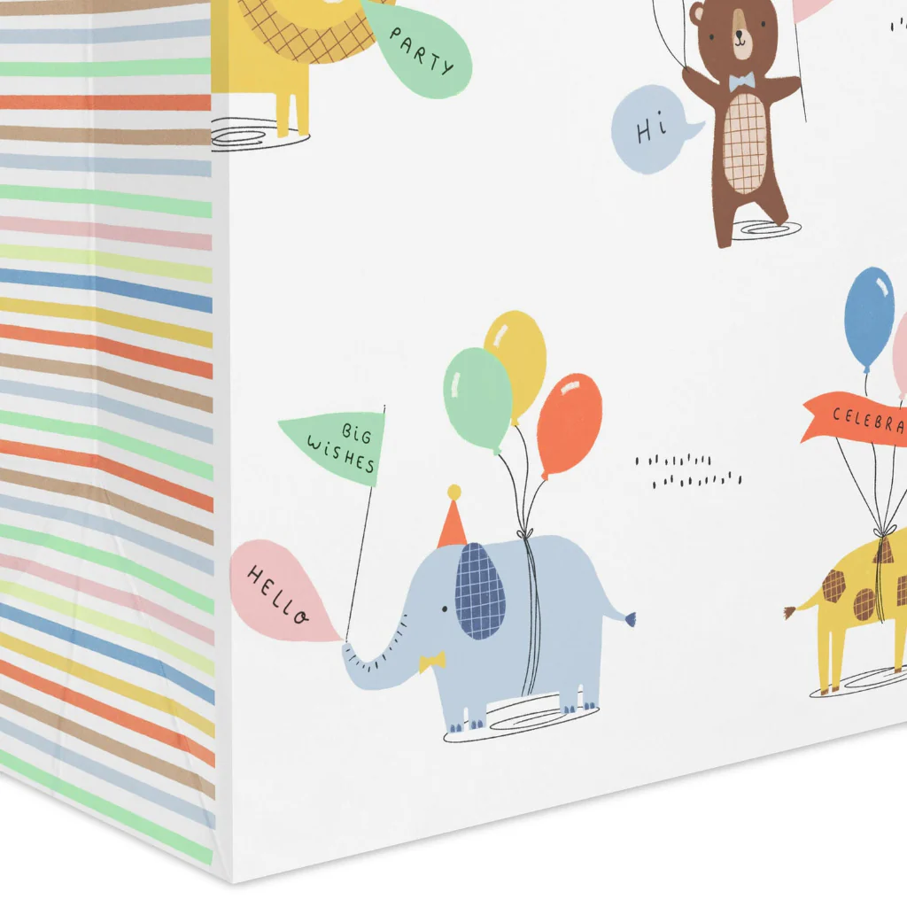 Hallmark : 9.6" Animals in Party Hats With Balloons Medium Gift Bag - Image 5