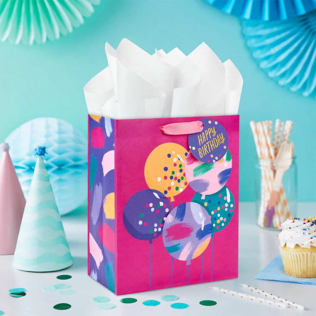 Hallmark : 9.6" Bright Balloons on Fuchsia Medium Birthday Gift Bag